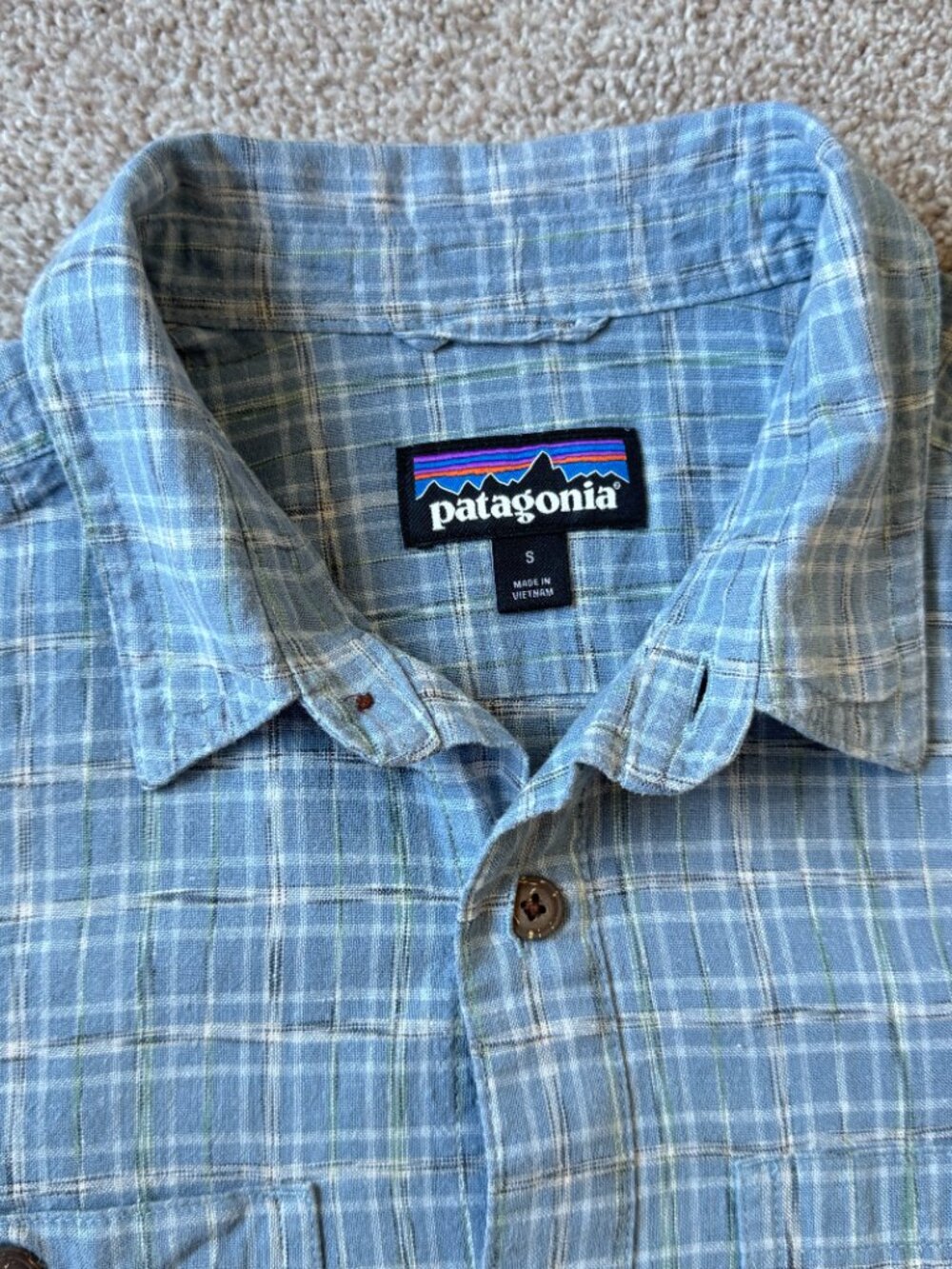 Patagonia Back Step Hemp Organic Cotton Plaid Shirt S